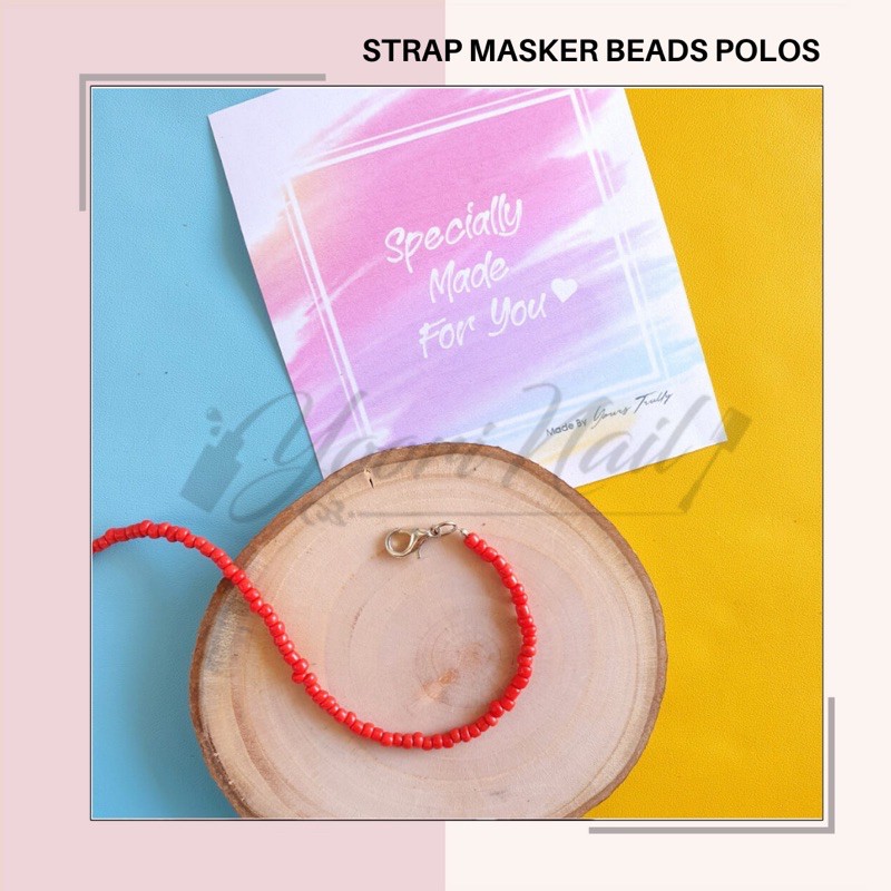 Strap masker beads strap mask manik custom nama tali rantai pengait masker