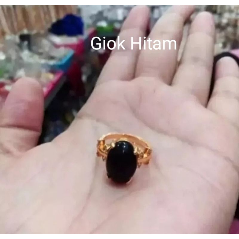 Cincin Dewasa Batu Giok Hitam