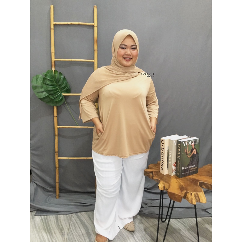 Ezpata Atasan Blouse Wanita Bigsize Jumbo XXXL LD 120-180 cm Polos Bahan Jersey Adem Melar