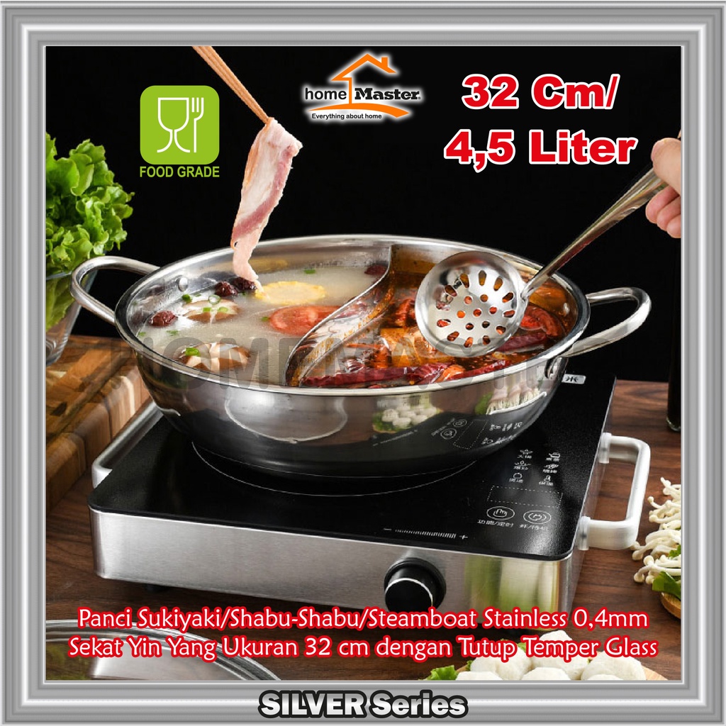 HomeMaster Panci Sukiyaki/Shabu Shabu/Steamboat Stainless Sekat/Yin Yang/2 Rasa/Flavor/Soup/Sop 32 C