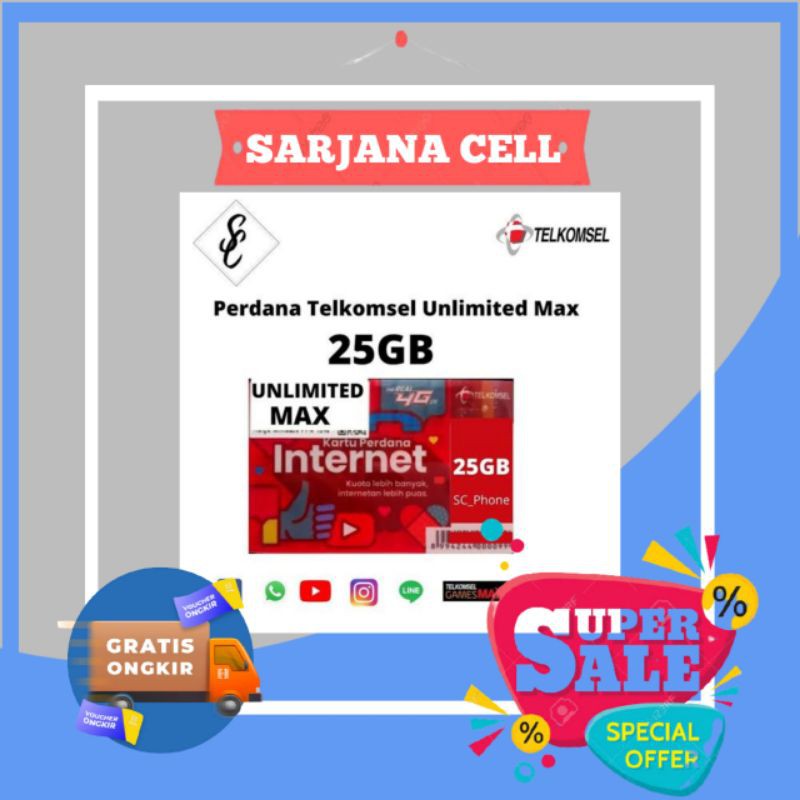 PERDANA TELKOMSEL MAX 25GB UNLIMITED