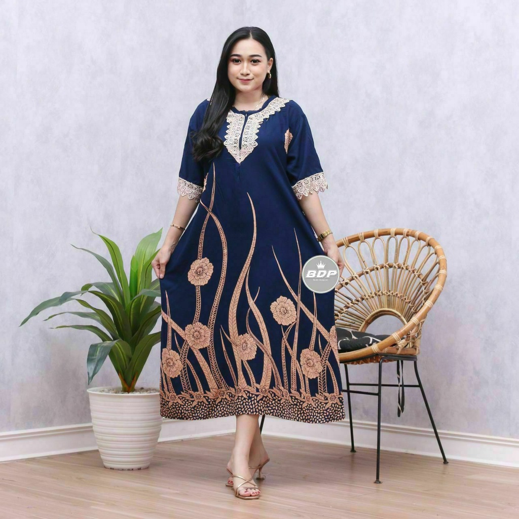 Dianputri - Daster Arab Zeema | Rayon Super Grade A | Resleting Depan Busui | Renda Milo Ori-ilalang ijo botol