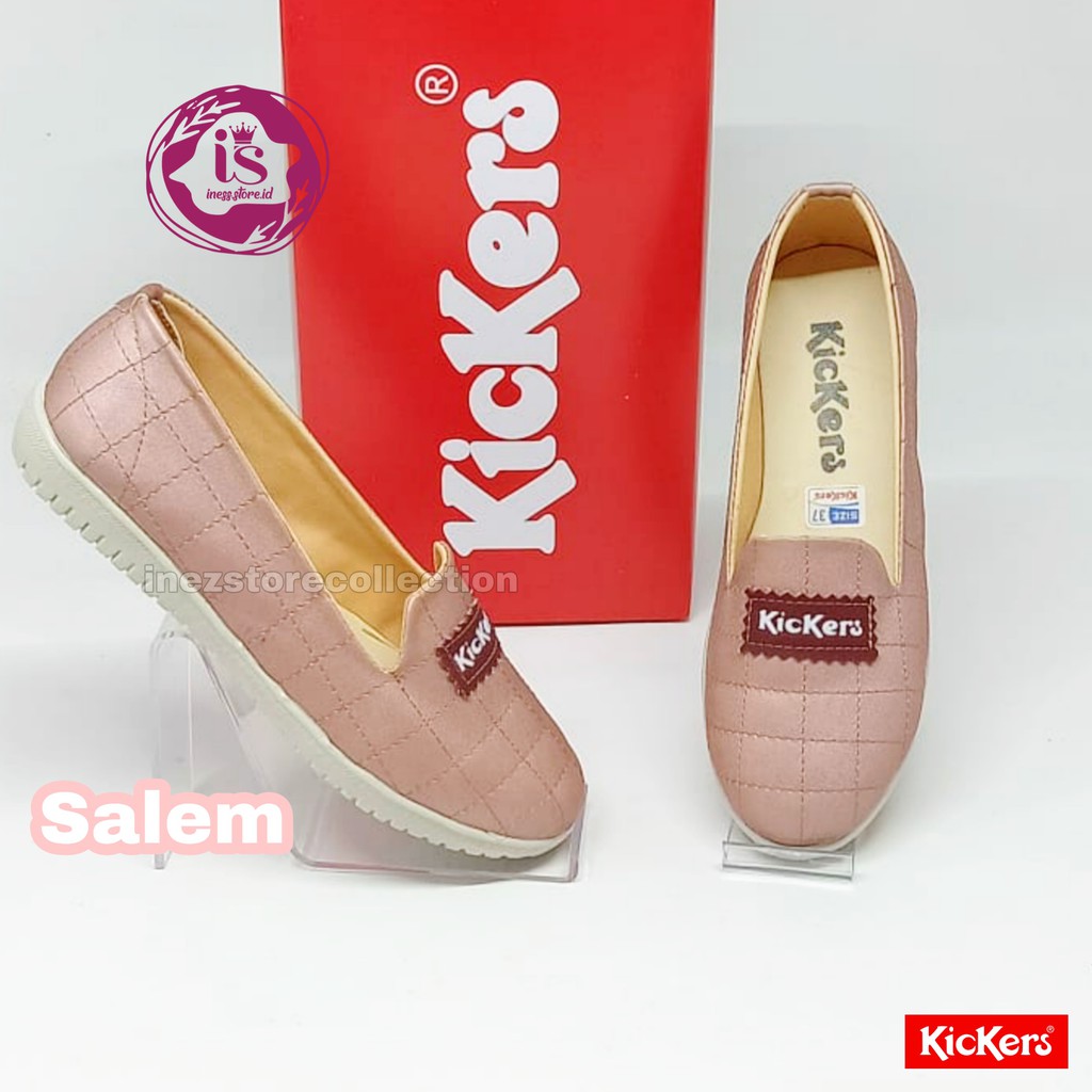 SEPATU WANITA FLAT KICKERS SLIP ON GLOSY KODE BLTKOTAK TERBARU MURAH GROSIR