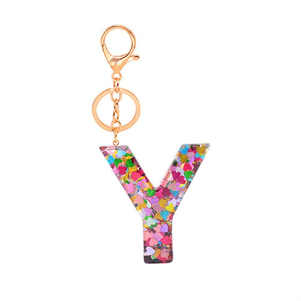 Lanfy 26huruf Gantungan Kunci Cinta Hati Payet Hadiah Aksesori Diy Aksesoris 26huruf Ornamen Handbag Charms Hanging Decoration English Alphabet Keyring