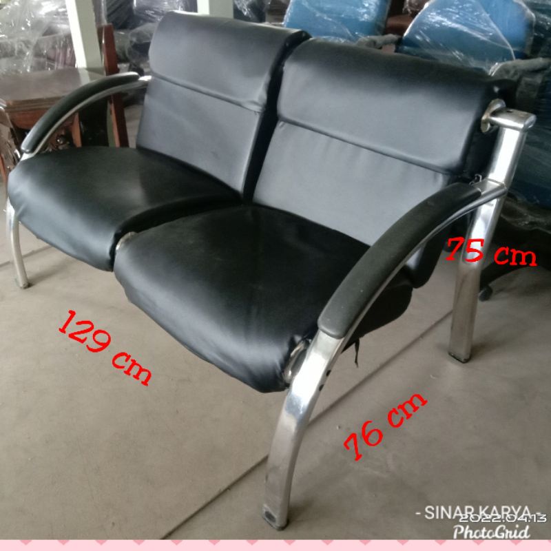 Kursi sofa tunggu antrian bandara INFORMA 2 dudukan bekas rekondisi kaki stainless steel body besar