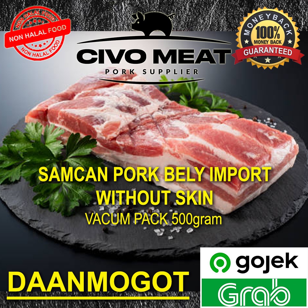 Samcan Babi Pork Belly IMPORT without Skin (Skin Off) - 1kg