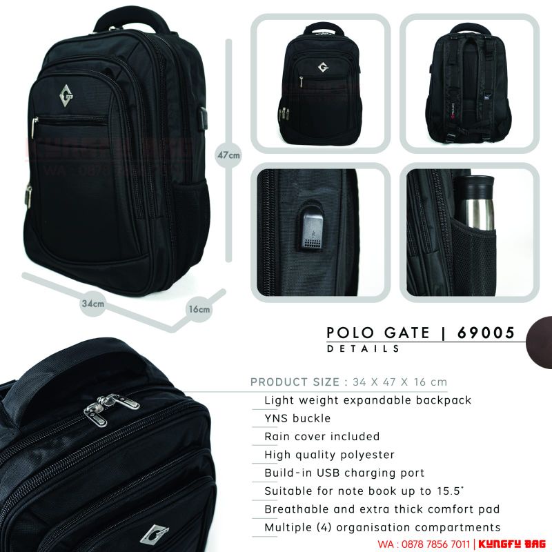 Best seller!! Tas ransel jumbo laptop backpack polo gate original, Bisa expand