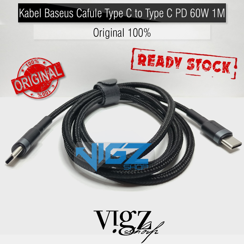 Kabel Charger Data Baseus Cafule Type C to Type C PD 60W 1M Original 100%