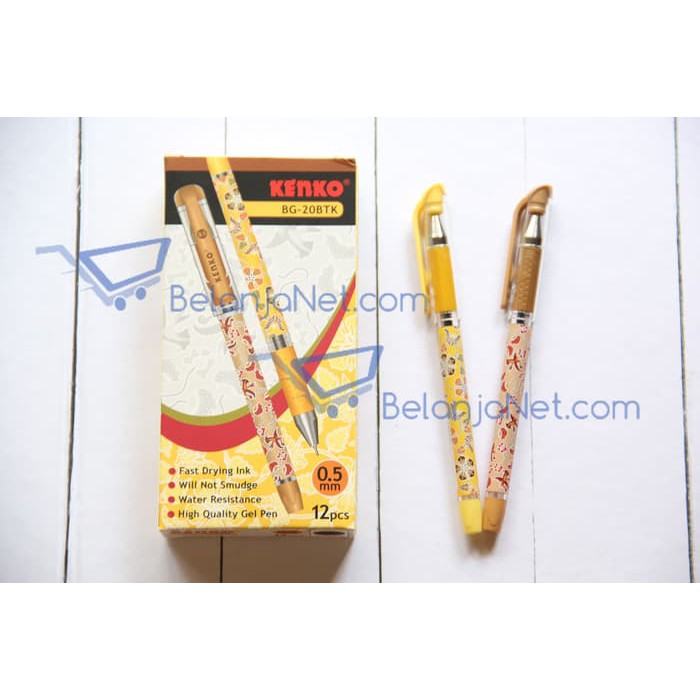 Pen Gel Kenko Motif Batik BG-20BTK 0.5mm - Hitam [1 LUSIN]