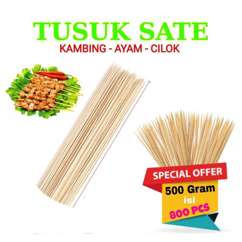 Jual Tusuk Sate Bambu 15cm Isi 500gram Tusukan Cimol Sosis