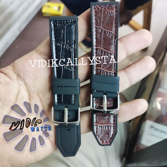 Tali Kulit Karet jam tangan 22mm Rubber Leather watch Import 22 mm KOMBINASI