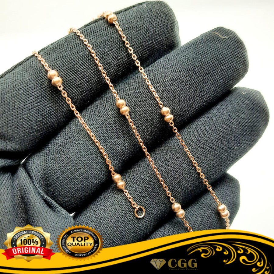 Kalung Emas Rose Gold Titanium Asli Original Model Rantai Bola