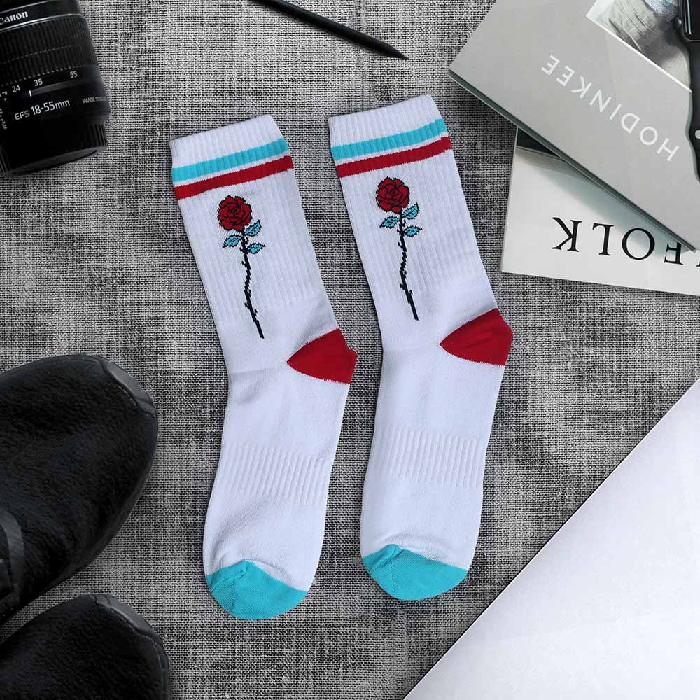 KAOS KAKI PANJANG DISTRO ORIGINAL MOTIF BUNGA MAWAR MERAH ORIGINAL 851
