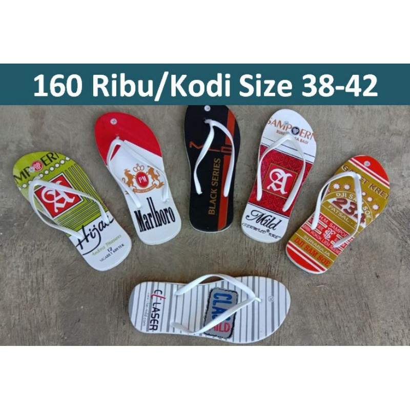 sendal ber bagai macam type rokok