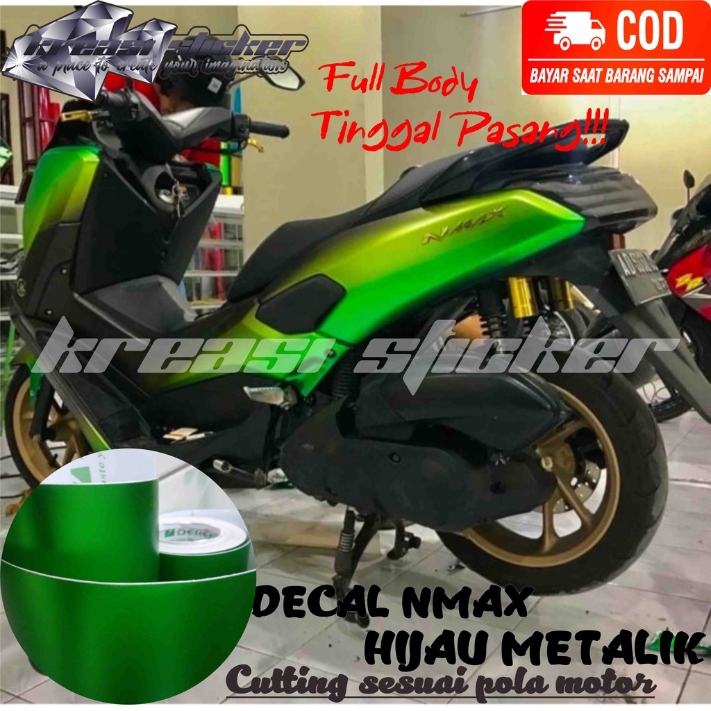 decal nmax old/new polos warna hijau doff metalik metalic full body cutting sesuai pola motor