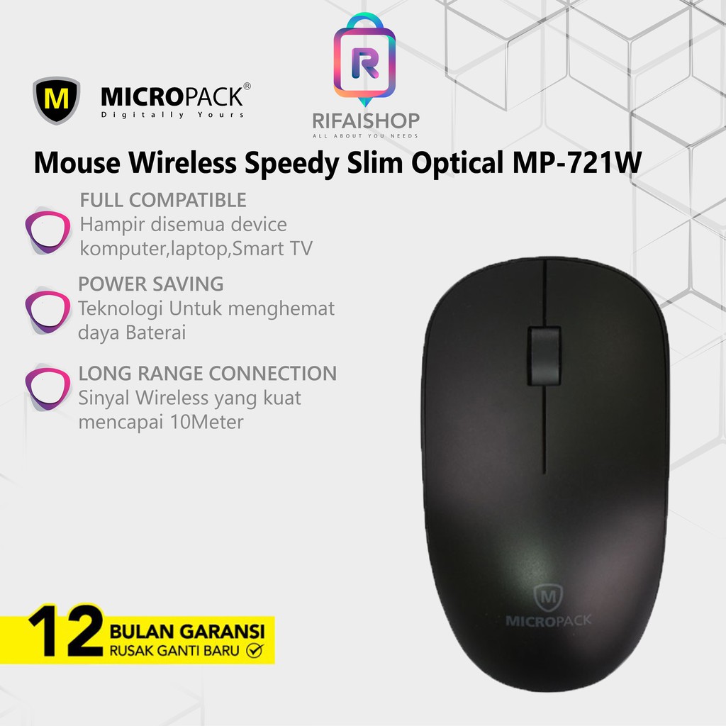Mouse Wireless Micropack Speedy Slim - Ultra Slim Optical MP-721W