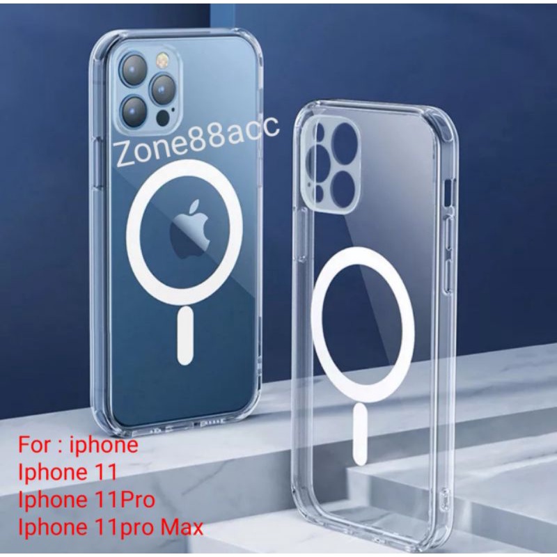 Hardcase Iphone 11 11Pro 11proMax pro Max Bening Magsafe Full cover Lensa kamera Casing Clear Case Transparan Wireless Charging casan Charger Pelindung belakang handphone