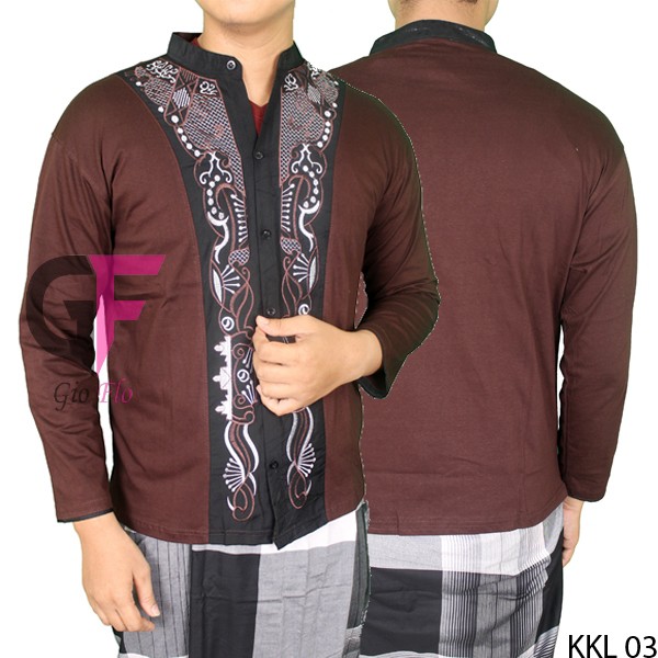 GIOFLO Fashion Muslim Baju Koko Kemeja Pria Muslimin Brown / KKL 03