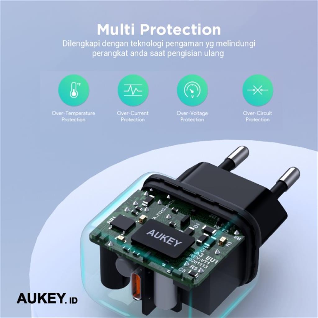 Aukey PA B1S Charger Omnia Mini Series USB C-PD 20W Ori Garansi Resmi