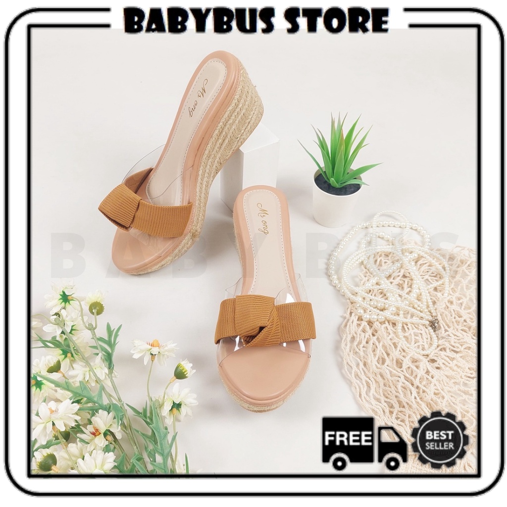 BBS MSH 10 Sandal Wedges Wanita Sandal Hak Tinggi Lebar Perempuan Import