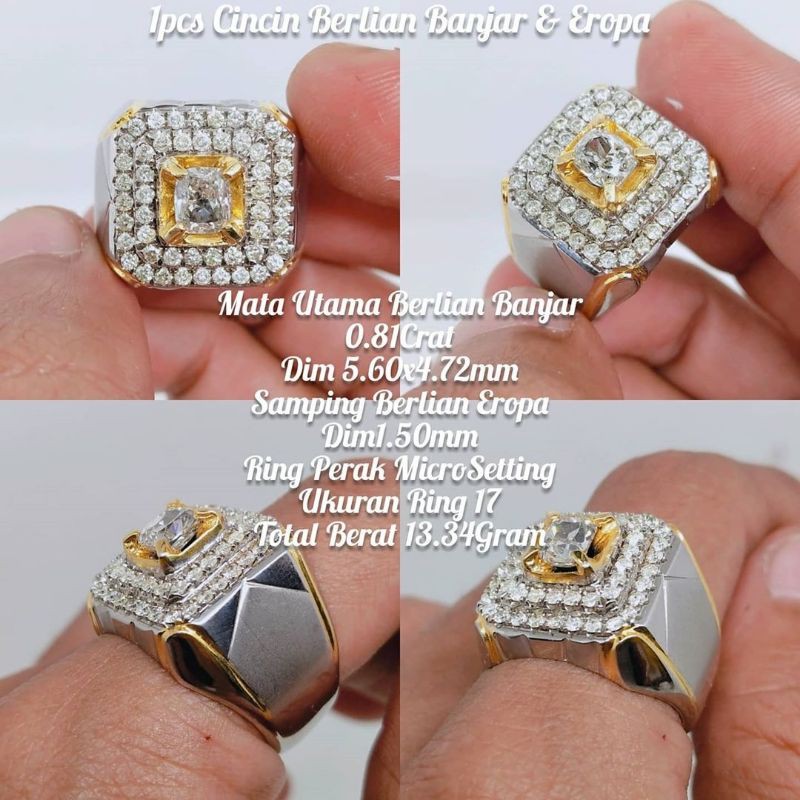 cincin berlian banjar tabur berlian eropa natural diamond bkn akik safir ruby zamrud kalimaya bacan