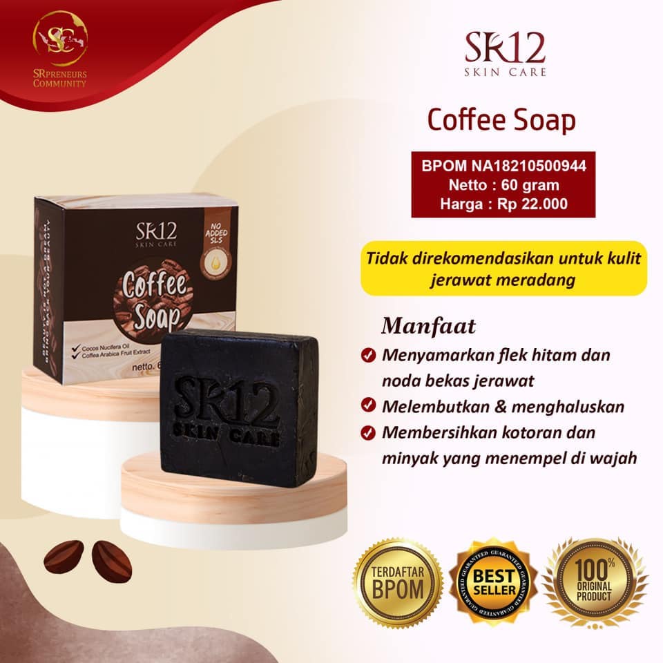 Sabun Kopi SR12 Pembersih Wajah Pencerah Muka Scrub Pembersih Komedo Penghilang Flek Hitam Wajah SR12 Herbal Skincare Ori BPOM S94b