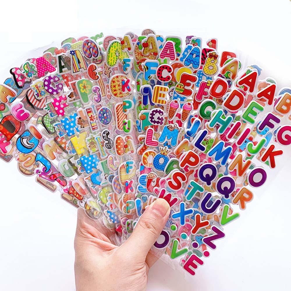 Quinton Bubble Stiker Kartun Chidren Number Stiker Hias Alfabet Bahasa Inggris Stationery Sticker PVC Stiker Kartun