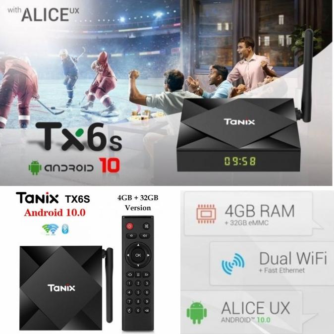 TANIX TX6S - Android TV Box RAM 4GB ROM 32GB 4K Display Android 10 ary55