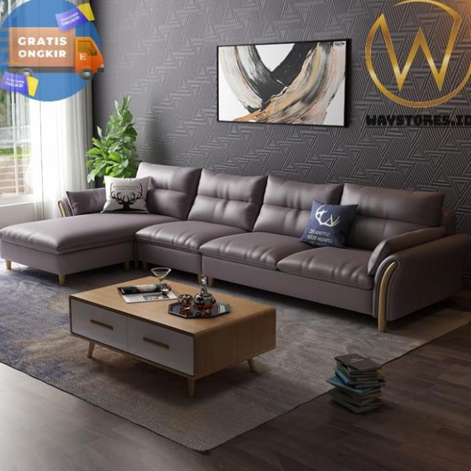 Sofa Letter L/Sofa Retro Minimalis/Sofa Ruang Tamu Elegant - S Milkasari255