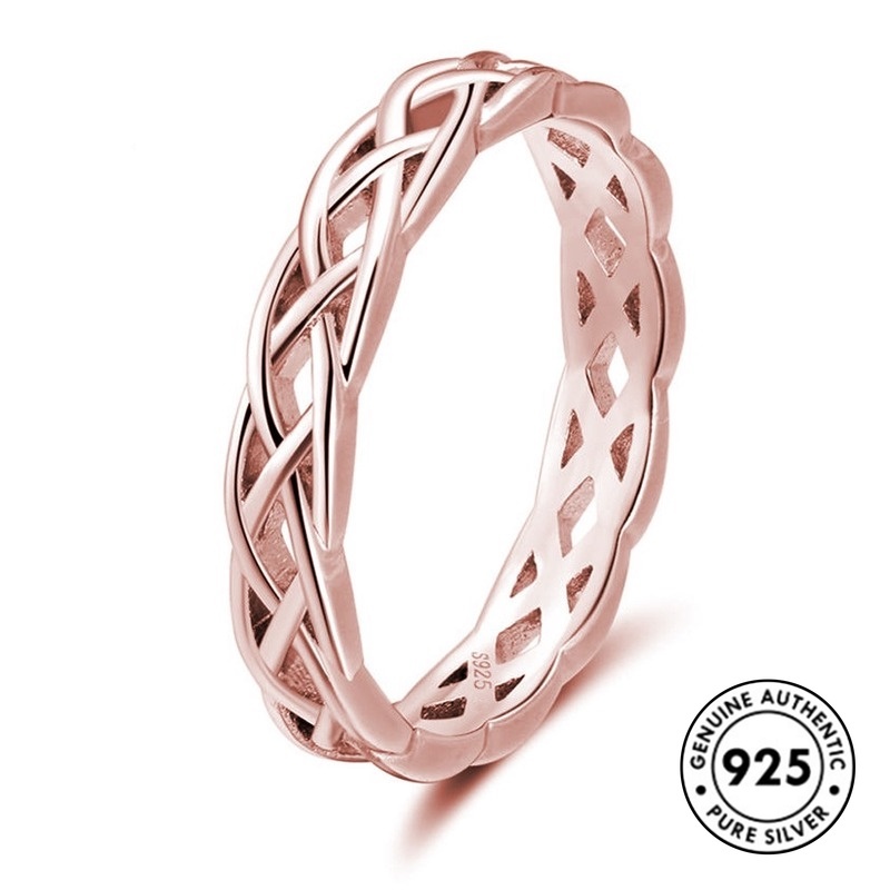 Cincin Sterling Silver 925 Model Hollow Warna Rose Gold Untuk Wanita