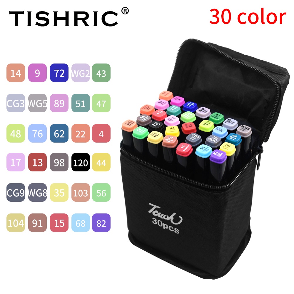 TOUCH Spidol gambar dua sisi besar kecil 30 warna untuk anak dan dewasa Dual Side Fine Art Marker 30 Color High-quality marker pen 30-color double-headed oily watercolor pen set children's creative graffiti color art pen