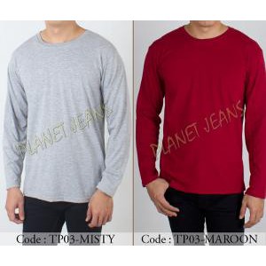 baju kaos polos lengan panjang pria oneck baju kaus tangan panjang cowok warna hitam navy biru dong