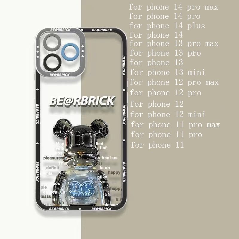 Soft Case Silikon TPU Transparan Motif Beruang Untuk IPhone 14 13 12 Pro Max 11 XS XR X 8 7 6S Plus