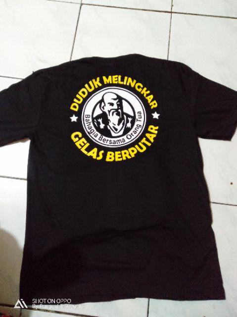 Kaos Cap Orang Tua Duduk Melingkar Gelas Berputar Bahagia Bersama Orang Tua Sablon Pu