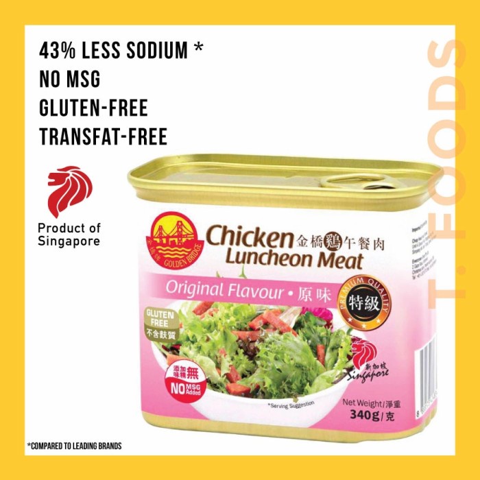 

f0fjhubfe00 Chicken Luncheon Meat Singapore Golden Bridge 340G - 1 Pcs DsGk