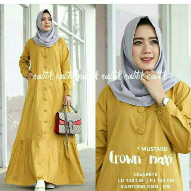 Baju muslim wanita gamis syari pesta mewah jaguar gliter Size xl busui klok 4m merah putih silver