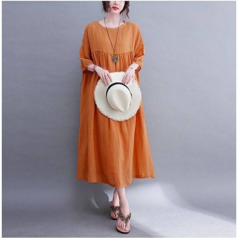 GRISELLA MIDI DRESS CRINCLE POLOS SUPER PREMIUM KOREAN STYLE BIG SIZE