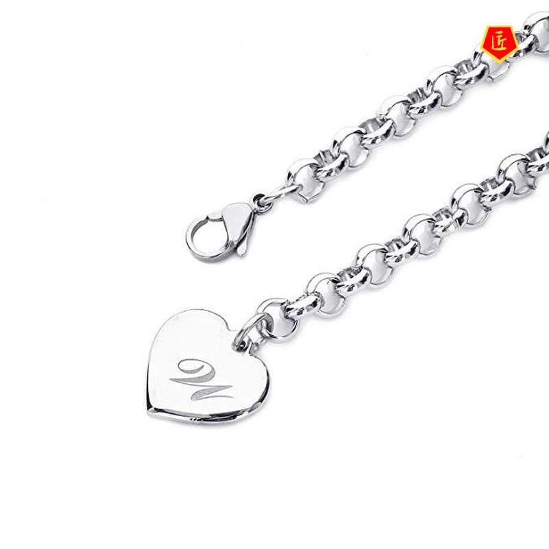 [Ready Stock]New Creative Heart-Shaped 26 Alphabet Bracelet