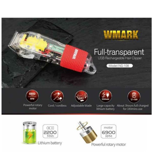 WMARK NG-108 See Through Hair Clipper - Alat Cukur Rambut Mesin Transparant