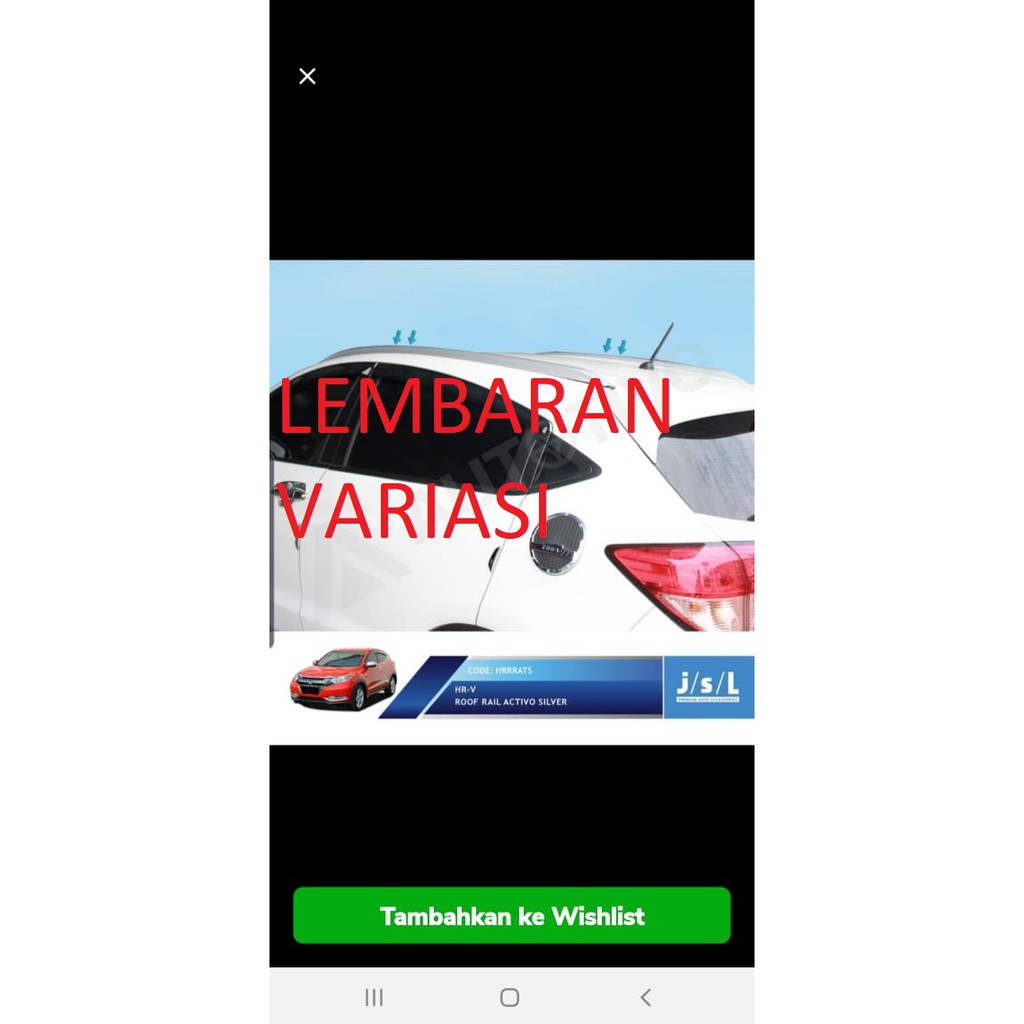 Roof Rail Honda HRV Model Activo