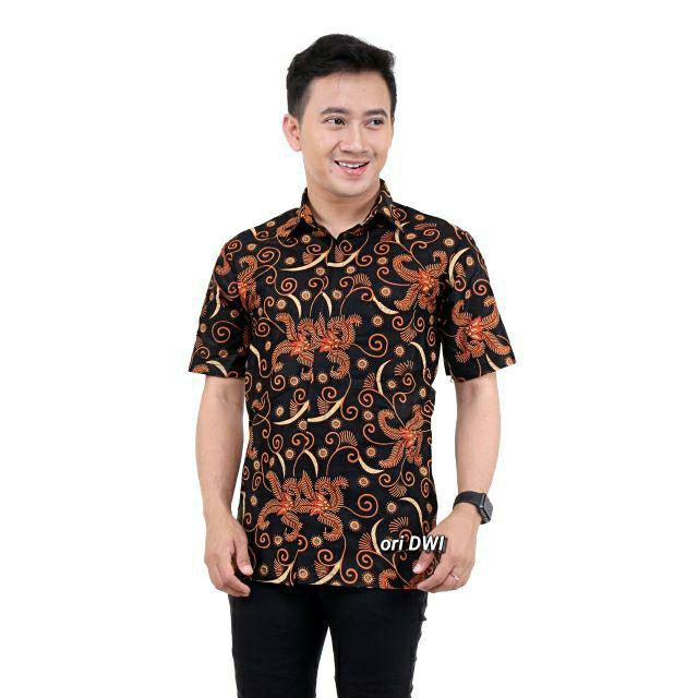 Hem Batik Pria Pendek Lawasan Sogan/pari Sulur/parang Black/merak Papua Ori By Batiek Berkah