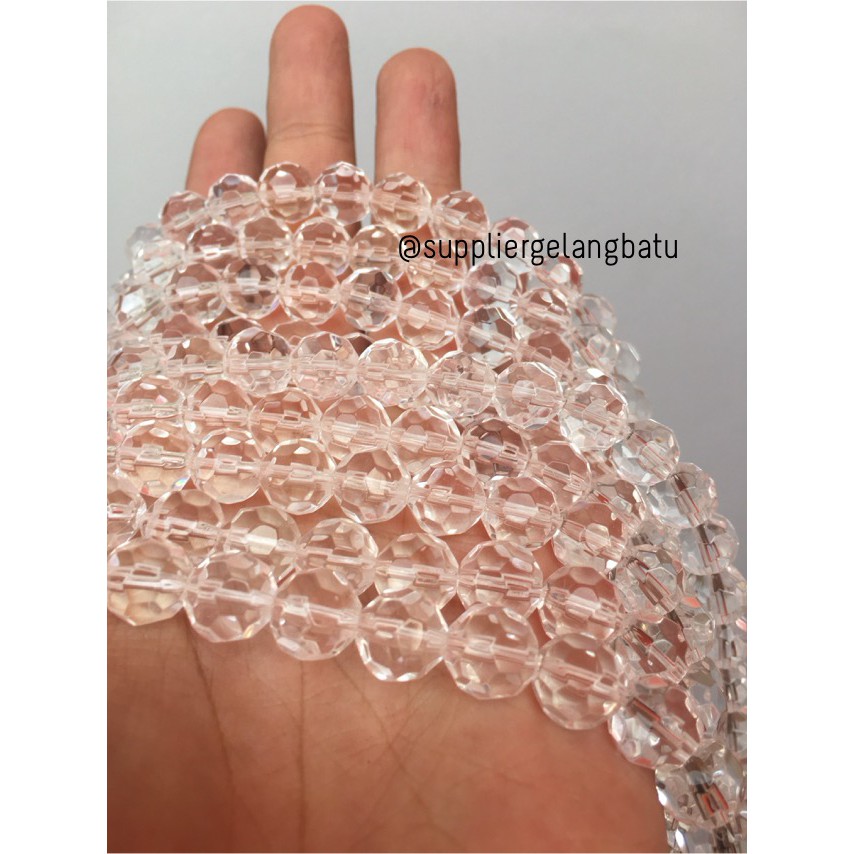 kristal bola dunia cutting 10mm PUTIH quartz kuarsa ceko bulat beads akseosris fashionita supplier