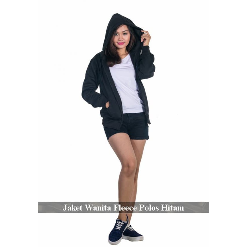Jaket cewek terbaru | Sweater wanita keren | Sleting polos hitam