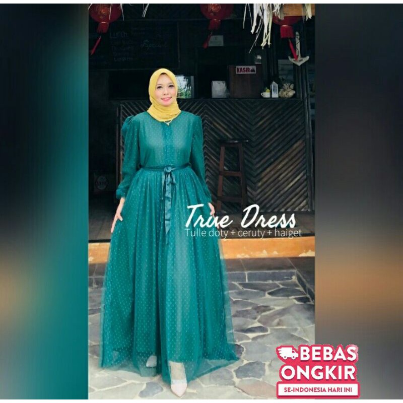 True Dress By OHC / Baju Drees Kondangan Wanita Muslim / Gamis Muslimah Remaja Kekinian