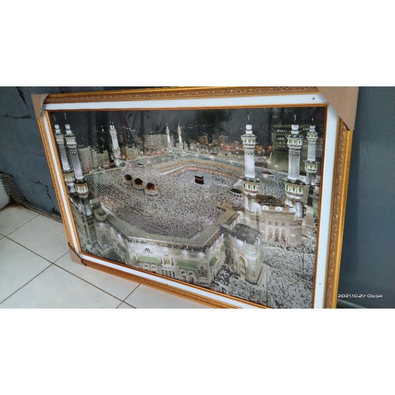 Kaligrafi hiasan dinding Mekkah  ukuran 90x60cm