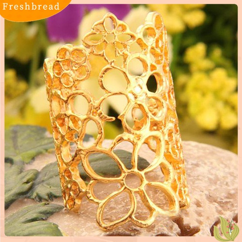 [Fresh] Cincin Terbuka Motif Bunga Hollow Bahan Alloy Adjustable untuk Wanita / Pesta / Prom