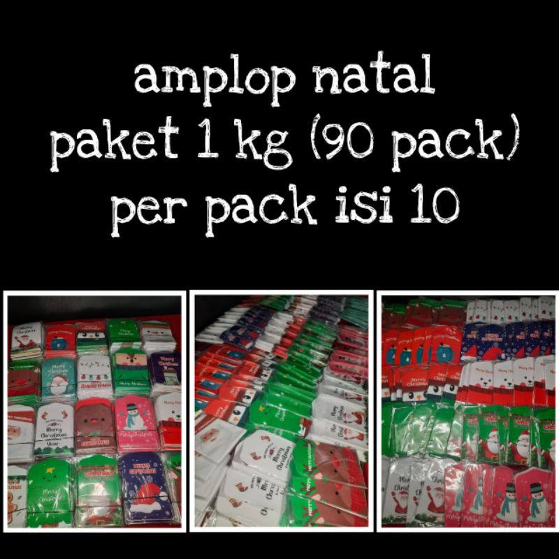 

( paket 1 kg) amplop natal siap jual 90 pack