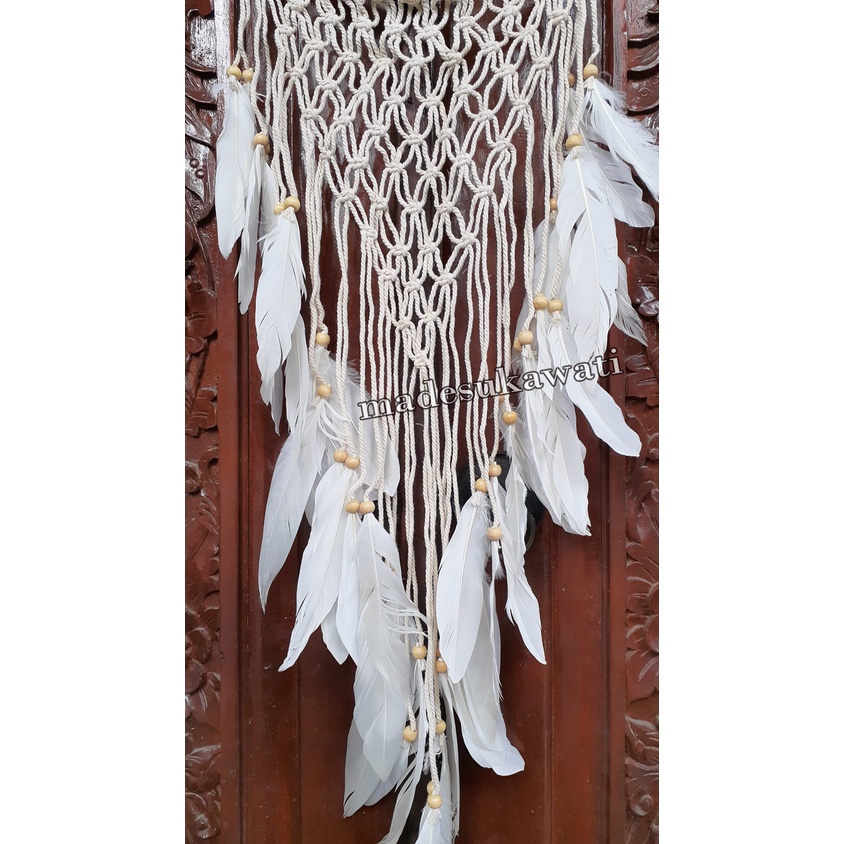 Dream catcher jantung sulam jaring diameter 30cm panjang 120cm hiasan dekorasi pajangan rumah