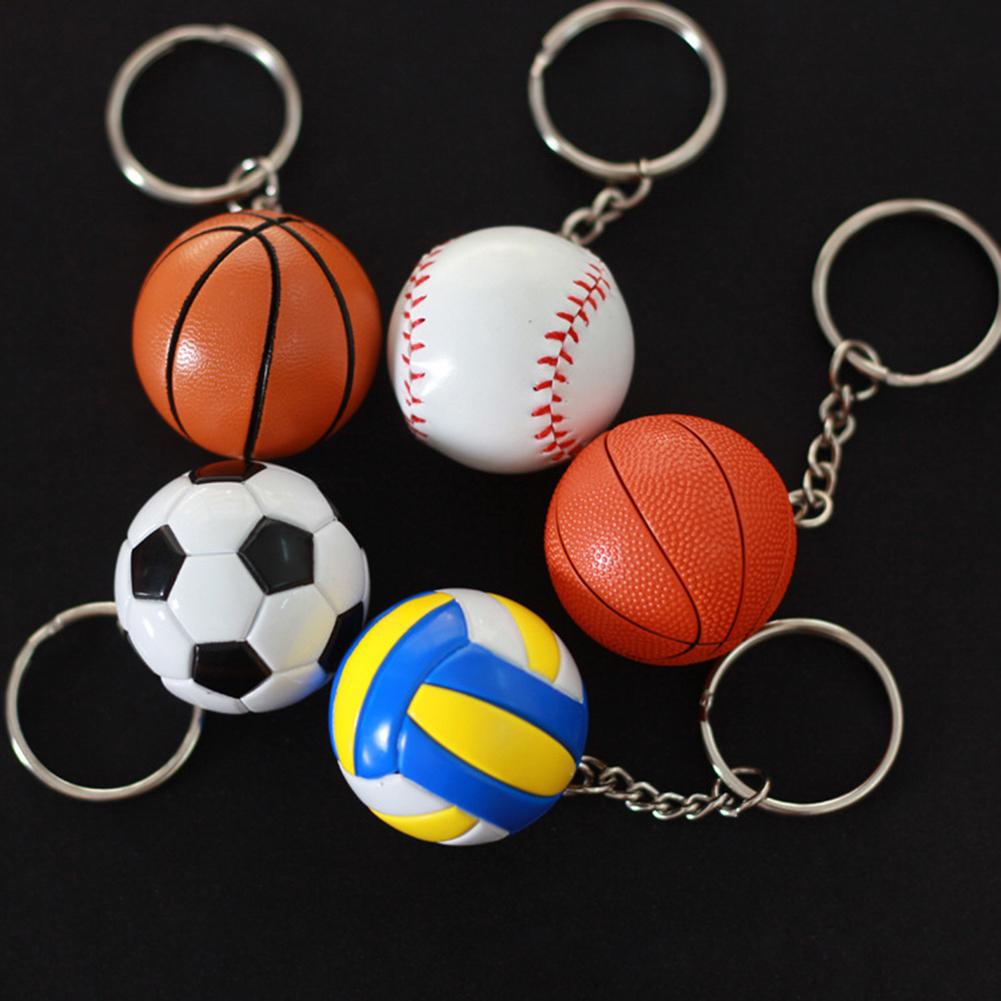 (Tk) 1pc Gantungan Kunci Bentuk Bola Voli / Basket / Sepak / Baseball Untuk Hadiah