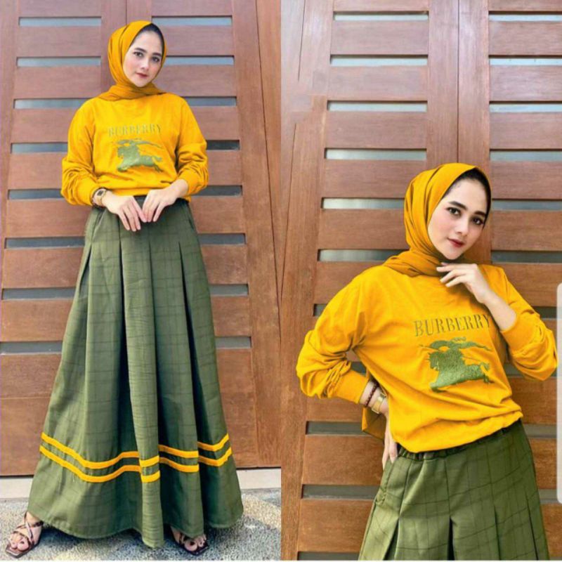RR Fashion Muslim Set Wanita Set Muslim Set Baju Muslim Set Blouse Set Rok SET BUREBERRY ROK Real Pi